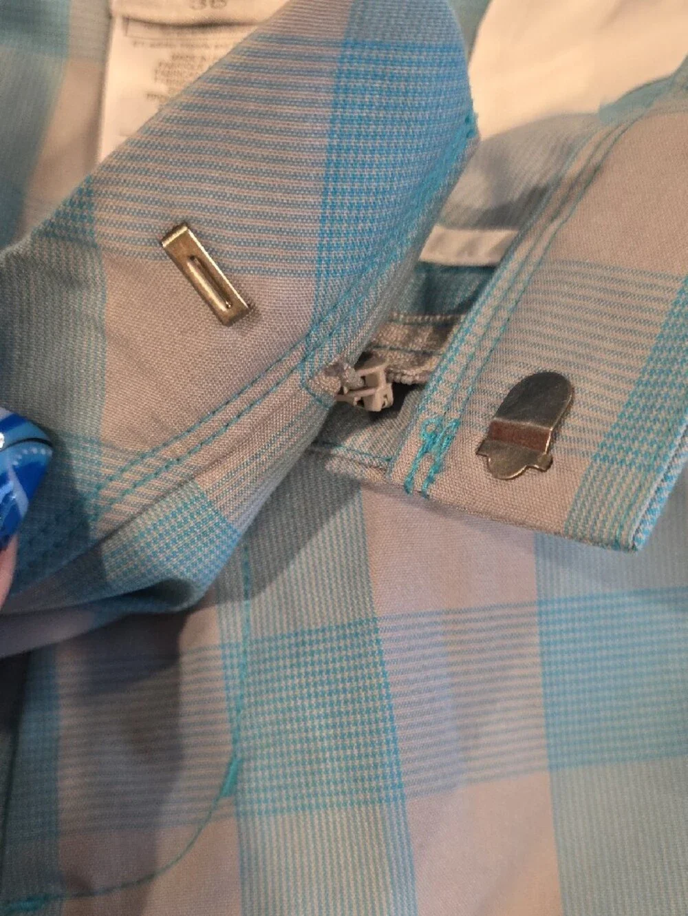 (J44) adidas Light Blue Plaid Flat Front Men's Shorts